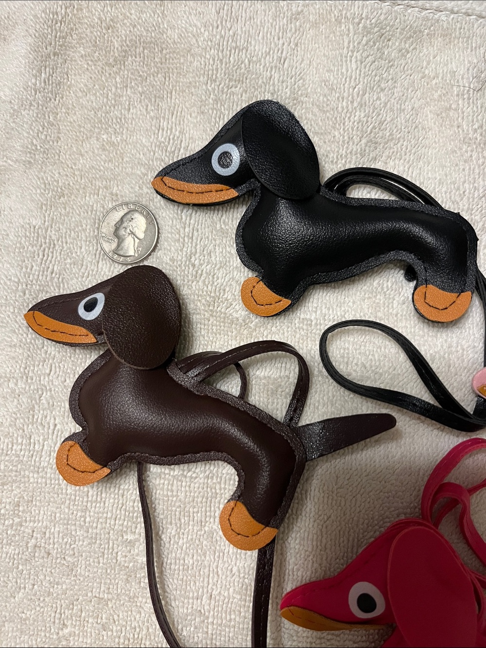 New Set of 5 Dachshund Dog Faux Leather Bag Charms - Picture 2 of 5